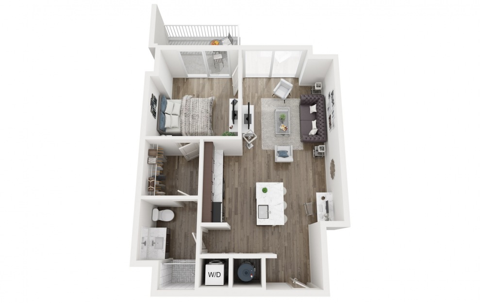 A2 - 1 bedroom floorplan layout with 1 bath and 685 square feet.